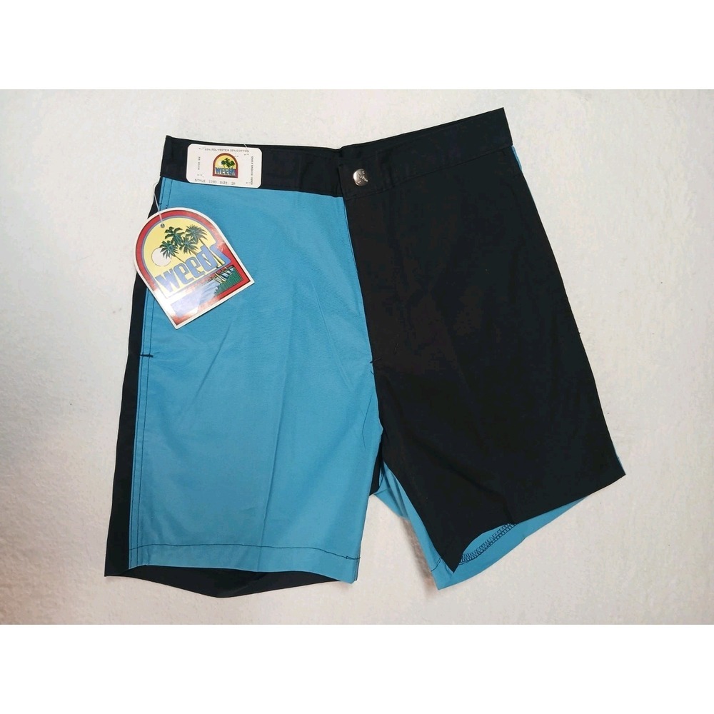 VTG Weeds Board Shorts Mens 29 Multicolor Black Blue Surfing Hong Kong 80s‎ NWT